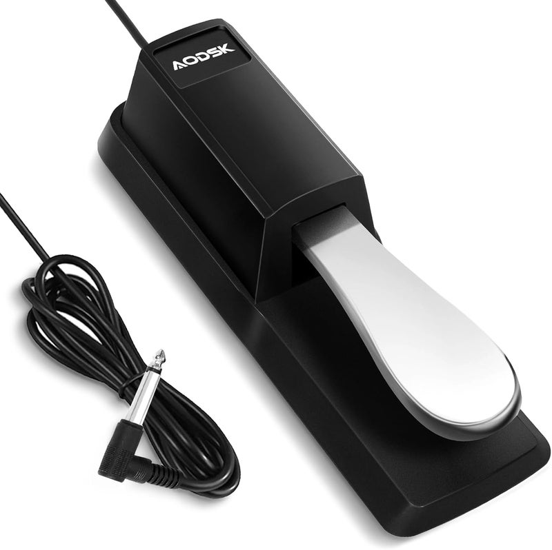 AODSK Sustain Pedal, Universal Piano Pedal for Digital Piano/Electronic Keyboard/MIDI Keyboard Synthesizer, with Polarity Switch, 1/4'' (6.35mm) Input Plug - Image 1